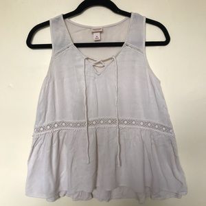 Lace Up Cream Tank